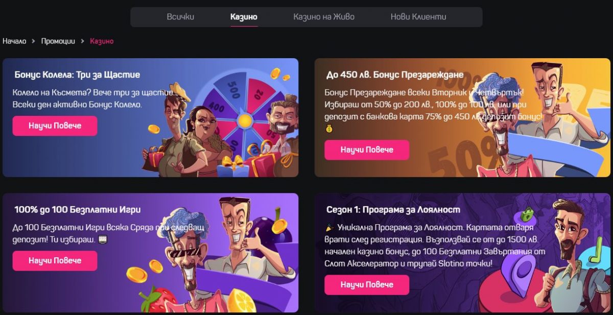 Бонуси в Слотино Slotino Бонуси за регистрирани играчи